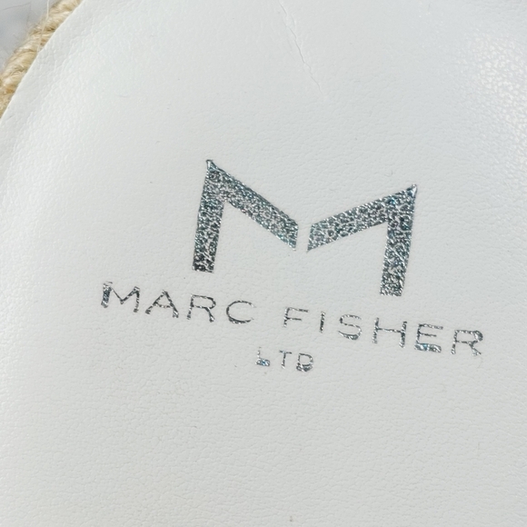 New Marc Fisher Jaimee White Leather Espadrille Slide Sandals M74 - Picture 9 of 10